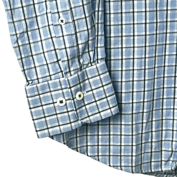 Peter Millar Men's Button-Front Long Sleeve Blue Green Plaid Shirt Sz L - Picture 5 of 7